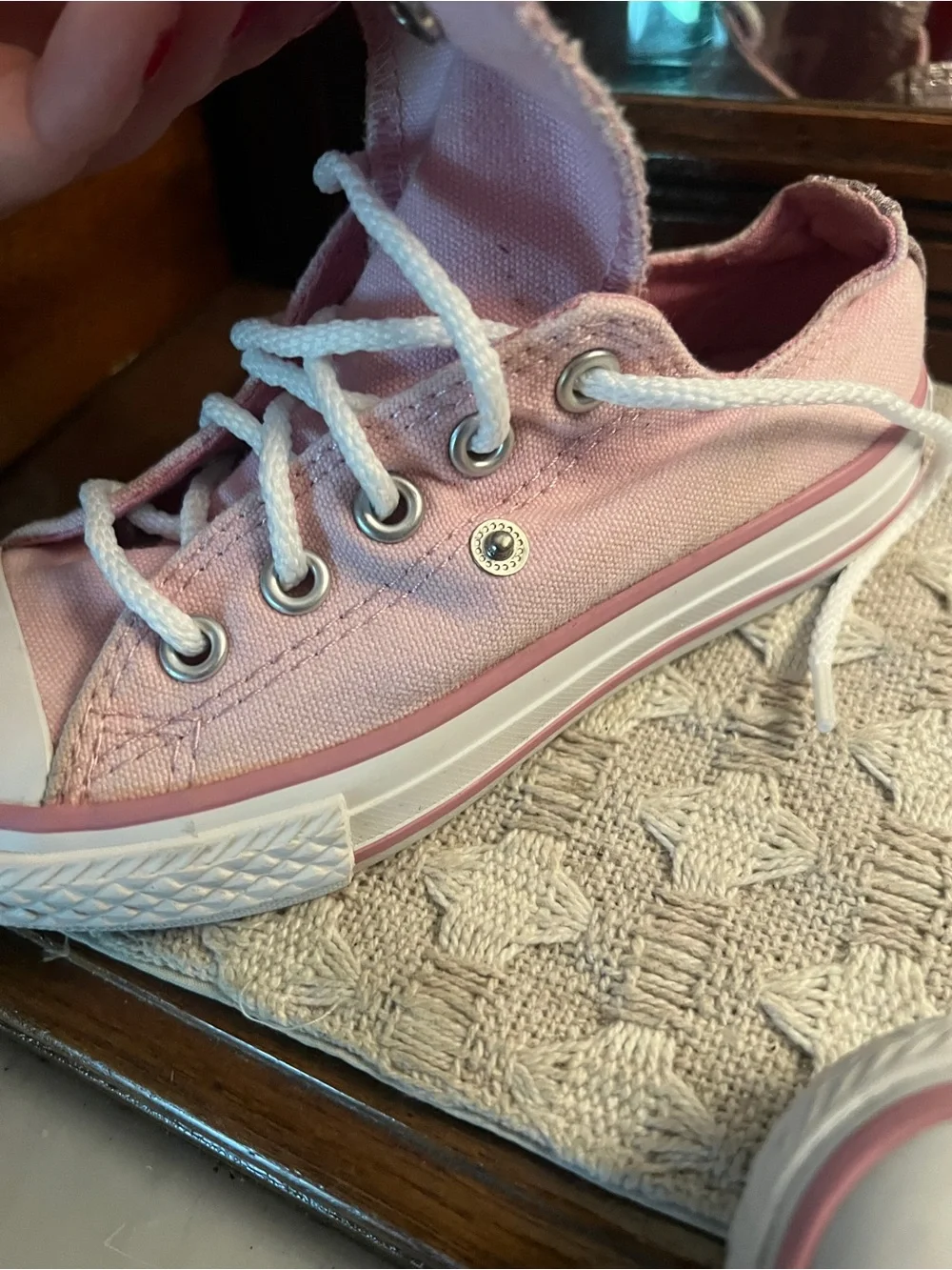 CONVERSE Classic Fold Over Tongue Metallic Pink Low Top Sneakers Girl's Size 11